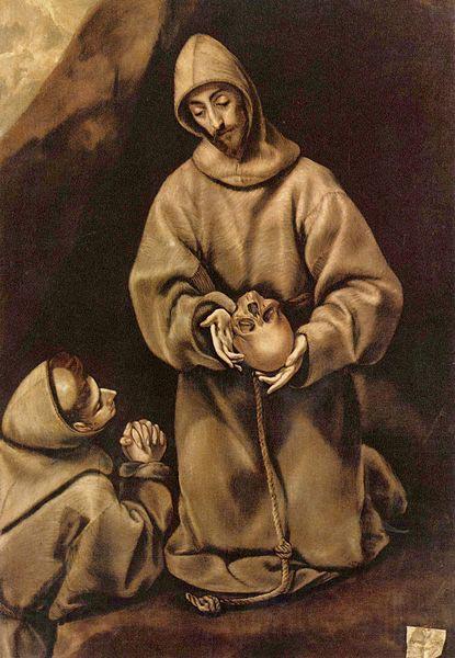 El Greco Hl. Franziskus und Bruder Leo, uber den Tod meditierend Spain oil painting art